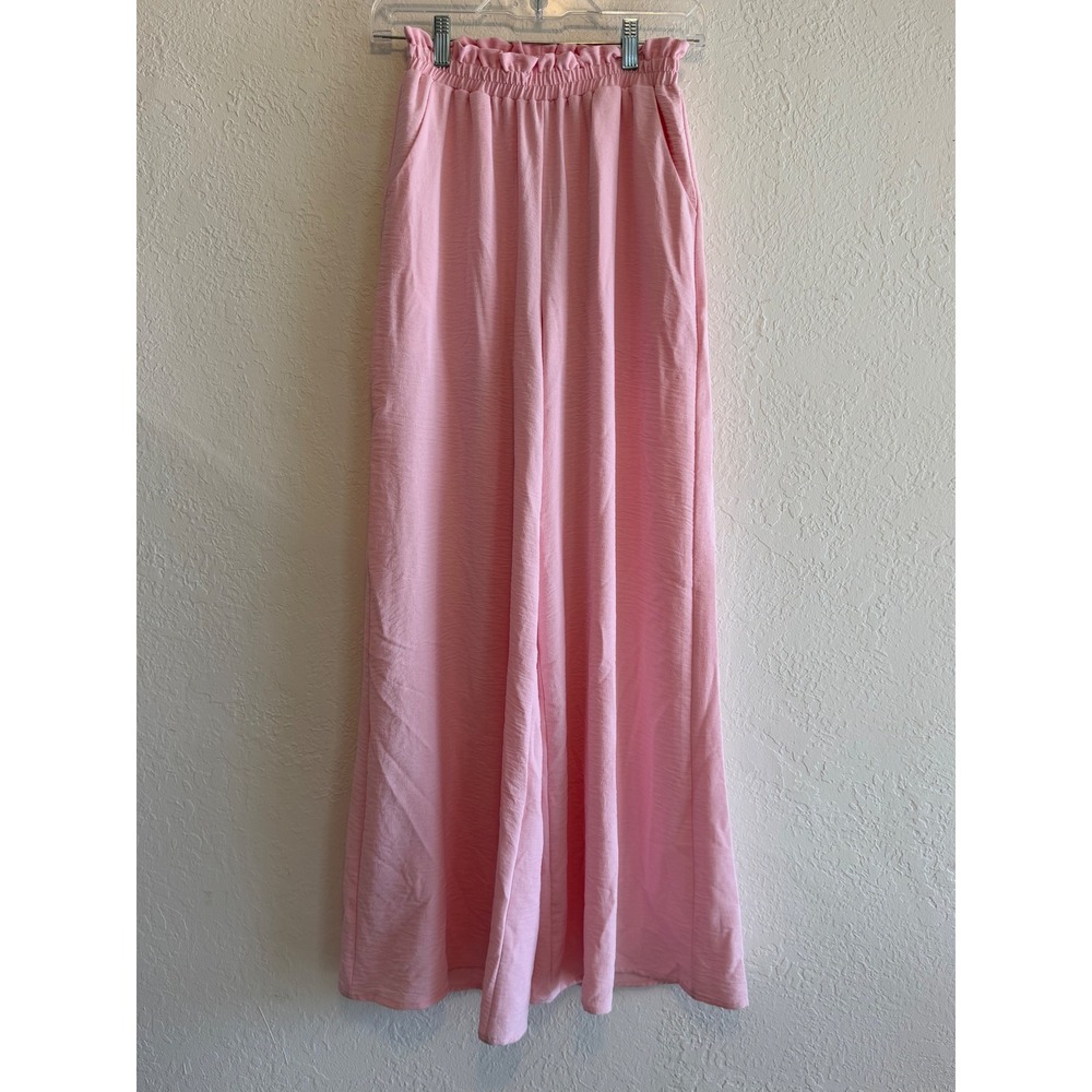 Altar'd State Pink Paperbag Waist Wide Leg Pants Mandiny Z293-24 High Rise